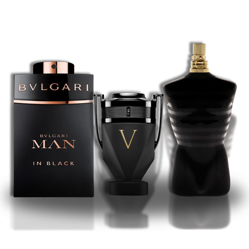 KIT: Jean Paul Gaultier Le Male EDP + Invictus Victory Absolu Parfum + Bvlgari Man in Black 100ML